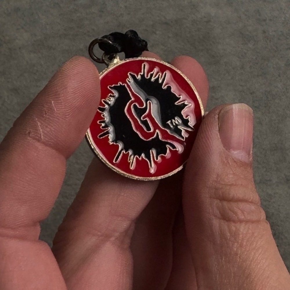 Vintage Goosebumps Holographic Necklace Red Logo Pendant 90s Retro Jewelry